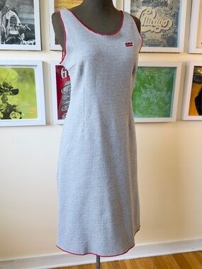 Vintage Y2K MaloneSport Grey Sweatshirt Dress | Y2K Sporty Sleeveless Midi Dress